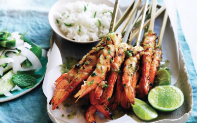 Lime and Lemongrass BBQ Prawn skewers