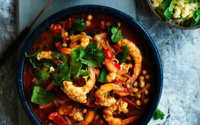 Prawn and chickpea tagine