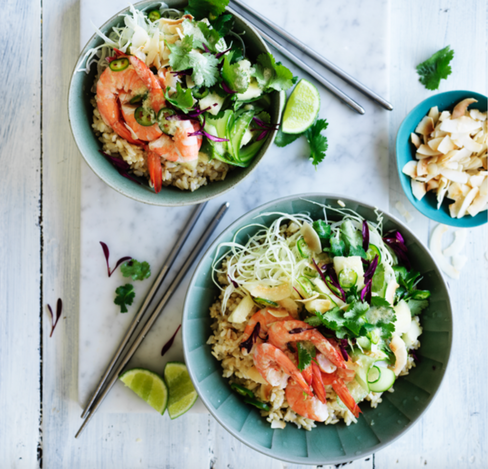 Prawn brown rice poke bowl Great Australian Seafood