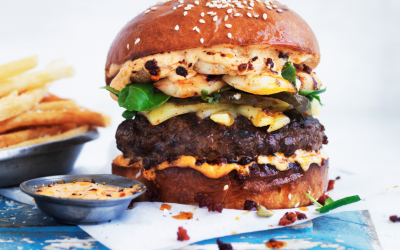 Prawn, chorizo and chipotle mayo burger