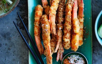 Salt and togarashi pepper prawns