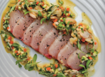 Kingfish Sashimi with Vongole & Aromatic Vinagrette