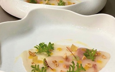 Italian Style Ricciola Carpaccio with Yuzu and Toasted Peanuts