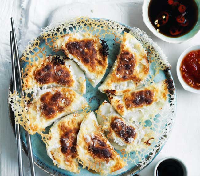 Pork belly and prawn pot stickers