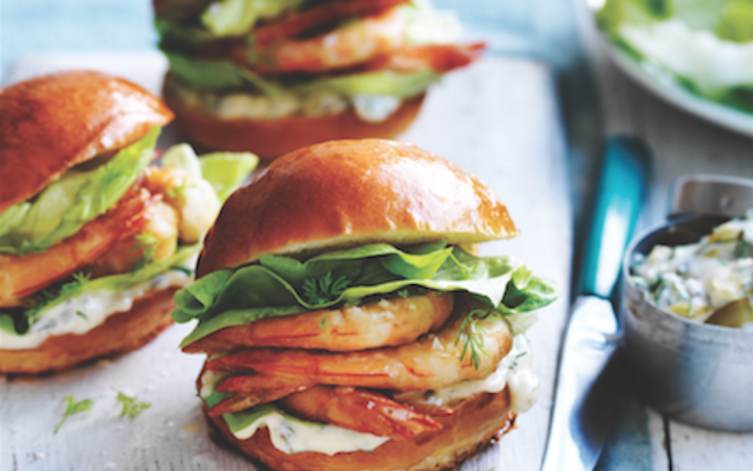 Crispy prawn sliders with dill pickle mayonnaise