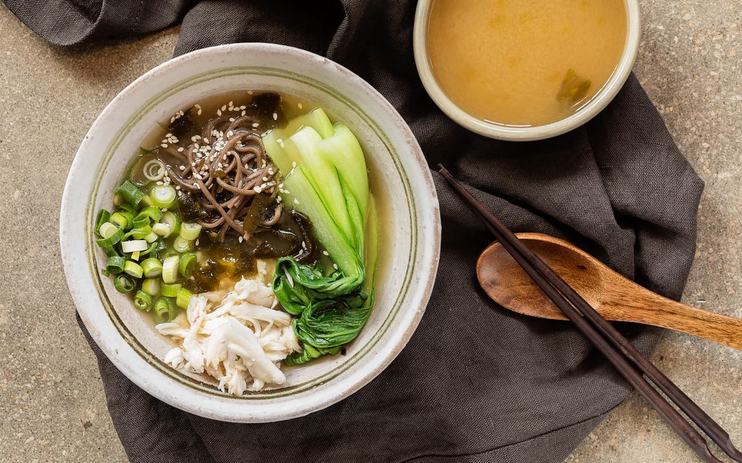 CRAB & MISO SOUP WITH BUCKWHEAT NOODLES