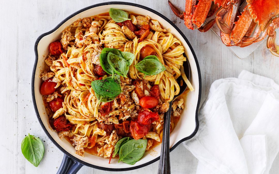 Easy As Australian Crab Linguine with fresh tomato, garlic and basil