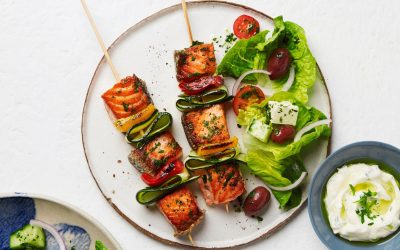 Tasmanian Atlantic Salmon Skewers with Zucchini & Capsicum