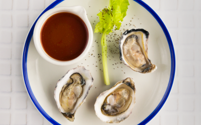 Oysters with Gin Bloody Mary Dressing